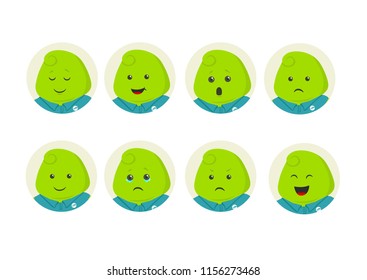 Set of Egi-  fictional character emotions. Facial expression. Avatar. Vector illustration of a flat design