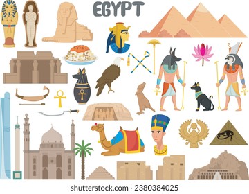 Set of Egypt famous landmarks