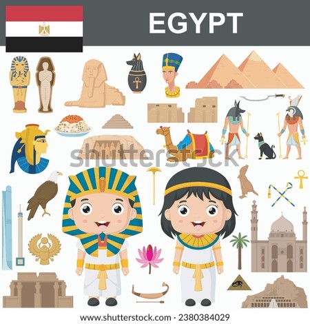 Set of Egypt famous landmarks