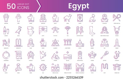 Conjunto de iconos de egipto. Conjunto de iconos de estilo de degradado. Ilustración vectorial