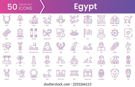 Set of egypt icons. Gradient style icon bundle. Vector Illustration