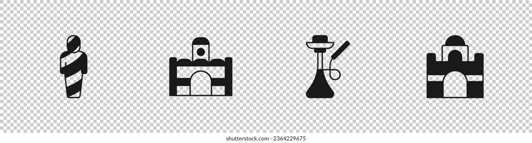 Set Egypt mummy, Egyptian house, Hookah and  icon. Vector