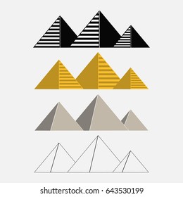 Set of Egypt pyramids Giza egyptian landscape traveling - vector