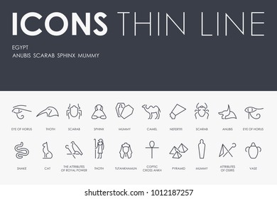 Set of EGYPT Thin Line Vector Icons and Pictograms