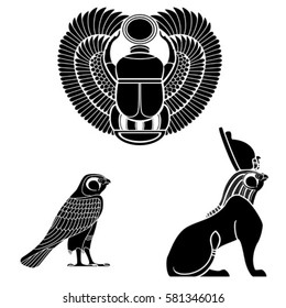 Set of egyptian ancient symbol, egyptian element , scarab,sphinx,Design elements.Ancient culture.