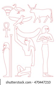 set of Egyptian hieroglyphs