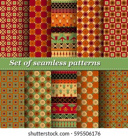 Set of Egyptian ornament Tribal seamless pattern. Can be used for cloth, jackets, invitation, flyers, bags, notebooks, cards, envelopes, pads, blankets, furniture, packing,