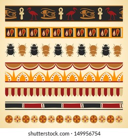 Set of egyptian seamless borders and symbols