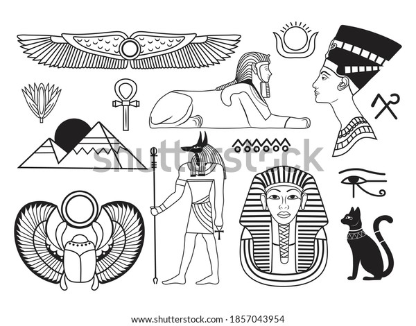 Set Egyptian Symbols Collection Ancient Egyptian Stock Vector (Royalty ...