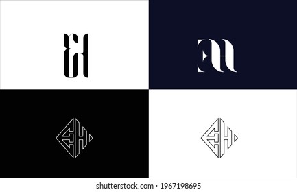 Set Of EH ,HE Abstract Letters Logo Monogram