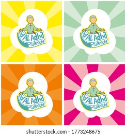 conjunto de vacaciones de eid al adha mubarak en tarjetas de felicitación islam para banner de tienda online
