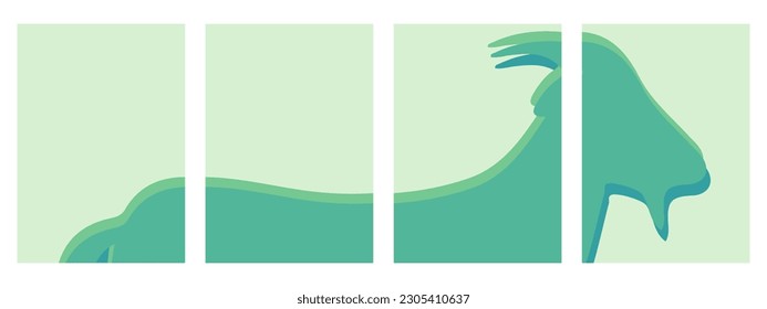 Set of Eid Al Adha vertical banner background, with goat and green background. Suit for poster, cover, banner, card. Vector illustration