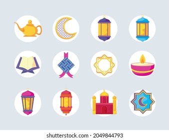 set of eid festival icons