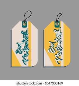 Set of Eid Mubarak gift tags. Paper labels. Flat design. Vector illustration.