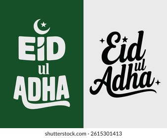 A Set of EID UL ADHA Typography T-Shirt Design. Blessed sacrifice, enjoy the day, Arabic calligraphy.