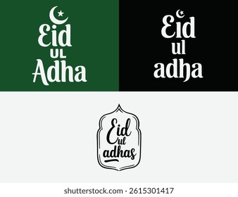 A Set of EID UL ADHA Typography T-Shirt Design. Blessed sacrifice, enjoy the day, Arabic calligraphy.