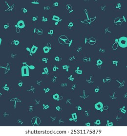 Set Eiffel tower, Umbrella for beach, Perfume and  on seamless pattern. Vector