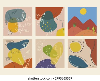 Set von acht abstrakten Hintergründen. Handgezeichnete Doodle verschiedenen Formen. Moderne, moderne, trendige Vektorgrafiken. Jeder Hintergrund ist einzeln. Pastellfarben