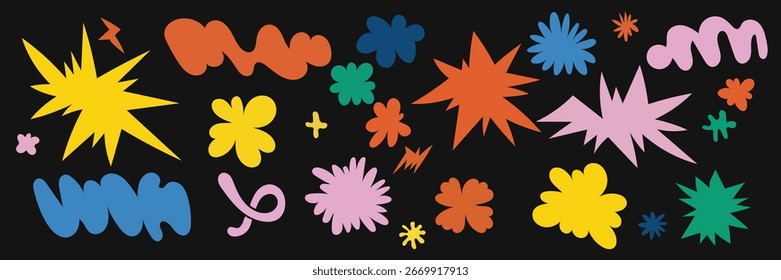 Conjunto de ocho fondos abstractos. Dibujado a mano varias Formas y objetos doodle. Ilustraciones vectoriales modernas contemporáneas de moda. Cada fondo está aislado. 