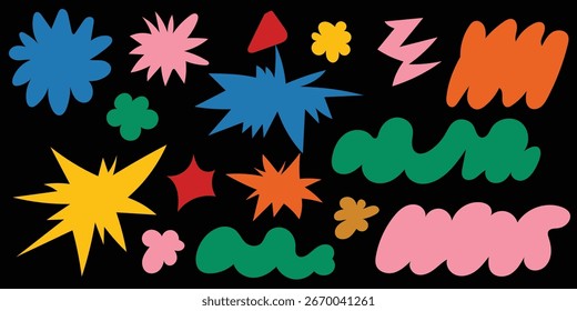 Conjunto de ocho fondos abstractos. Dibujado a mano varias Formas y objetos doodle. Ilustraciones vectoriales modernas contemporáneas de moda. Cada fondo está aislado. 