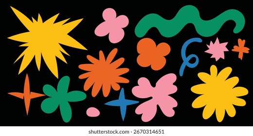 Conjunto de ocho fondos abstractos. Dibujado a mano varias Formas y objetos doodle. Ilustraciones vectoriales modernas contemporáneas de moda. Cada fondo está aislado. 