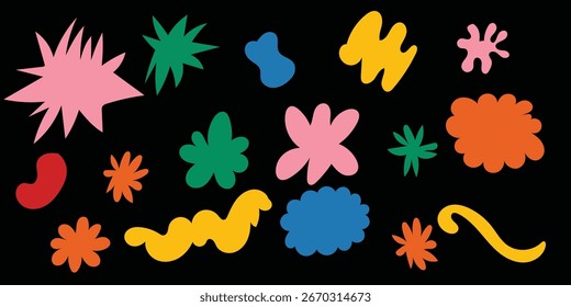 Conjunto de ocho fondos abstractos. Dibujado a mano varias Formas y objetos doodle. Ilustraciones vectoriales modernas contemporáneas de moda. Cada fondo está aislado. 