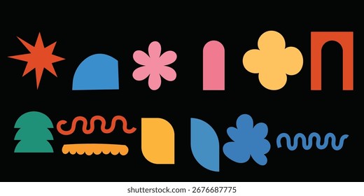 Conjunto de ocho fondos abstractos. Dibujado a mano varias Formas y objetos doodle. Ilustraciones vectoriales modernas contemporáneas de moda. Cada fondo está aislado. 