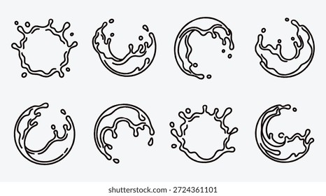 Satz von acht abstrakten Wasser Umriss Stil