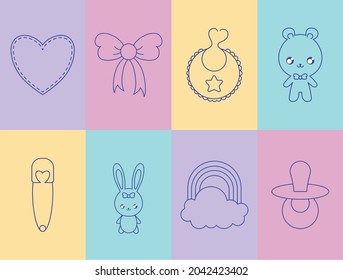 set of eight baby items