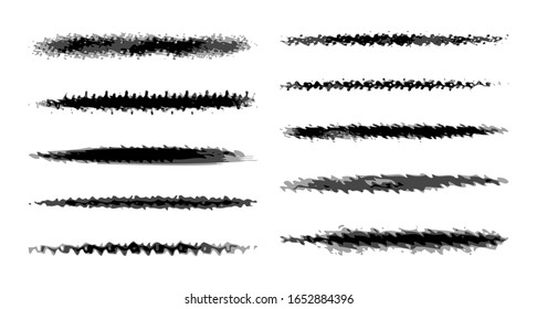 Set of eight black vector grunge ink brush strokes for your design.