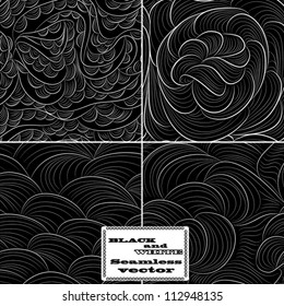 Set of eight black and white wave patterns