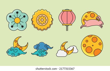 set of eight chinese moon festival items
