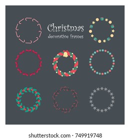 Set of eight Christmas decorative circular frames