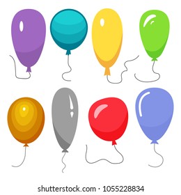 Set Eight Colorful Balloons String Isolated Stock Vector (Royalty Free ...