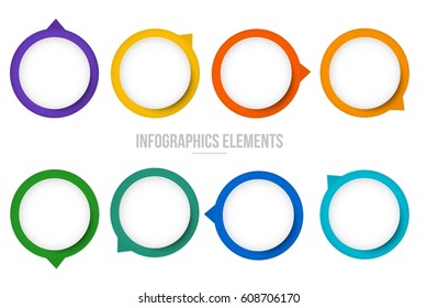 Set of Eight Colorful Infographics Elements. Vector.