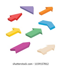 Set Of Eight Colorful Isometric Arrows. Vector Illustration
