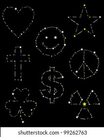 Set of eight common symbols in constellation style