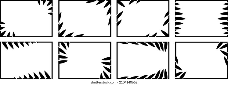 A set of eight designer frames. Frames of an unusual shape. Vector illustration.