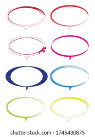 set of eight dialogue boxes in multiple shapes and colors vector - speech bubble icons  