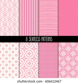 set of eight different ornamental patterns. Ethnic floral and geometric ornaments