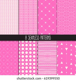 set of eight different ornamental patterns. Ethnic floral and geometric ornaments