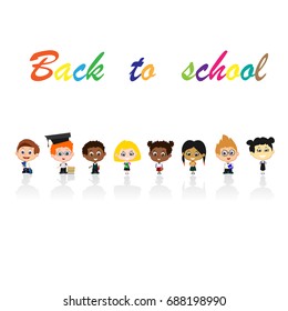 Set of eight different pupils isolated on white background