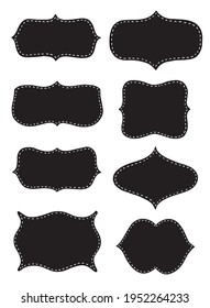 set of eight empty black labels for product stickers, chalk lettering, cards and invitations decor, etc. EPS 10