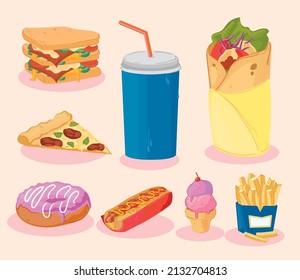 set of eight fast food plates