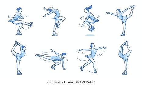 Set eight female figure