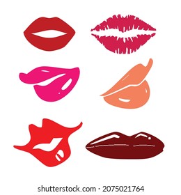 
Juego de ocho vectores de labios hembra