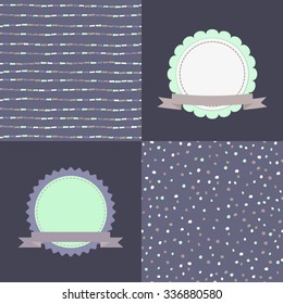 Set of eight hand drawn graphic patterns. Seamless doodle texture. Made in vector