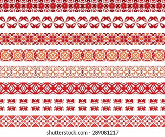 Set of eight illustrated decorative borders made of Portuguese tiles