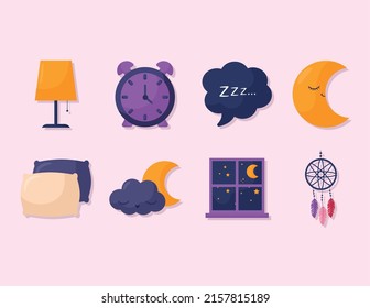 set of eight items of the night