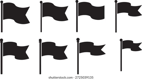 Satz von acht gezackten Rand-Wellen-Flag-Formen mit Transparenzflags